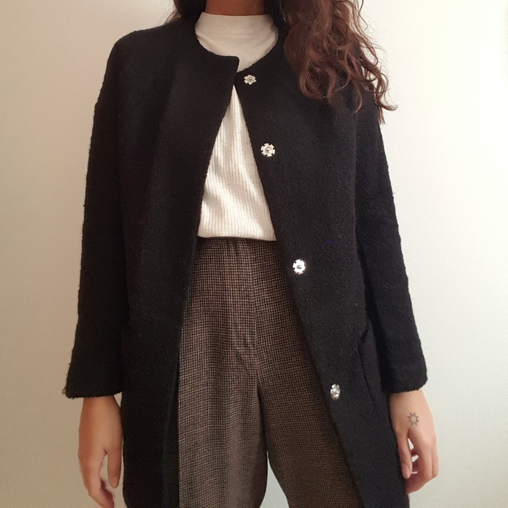 H&M Collarless Wool Blend Coat